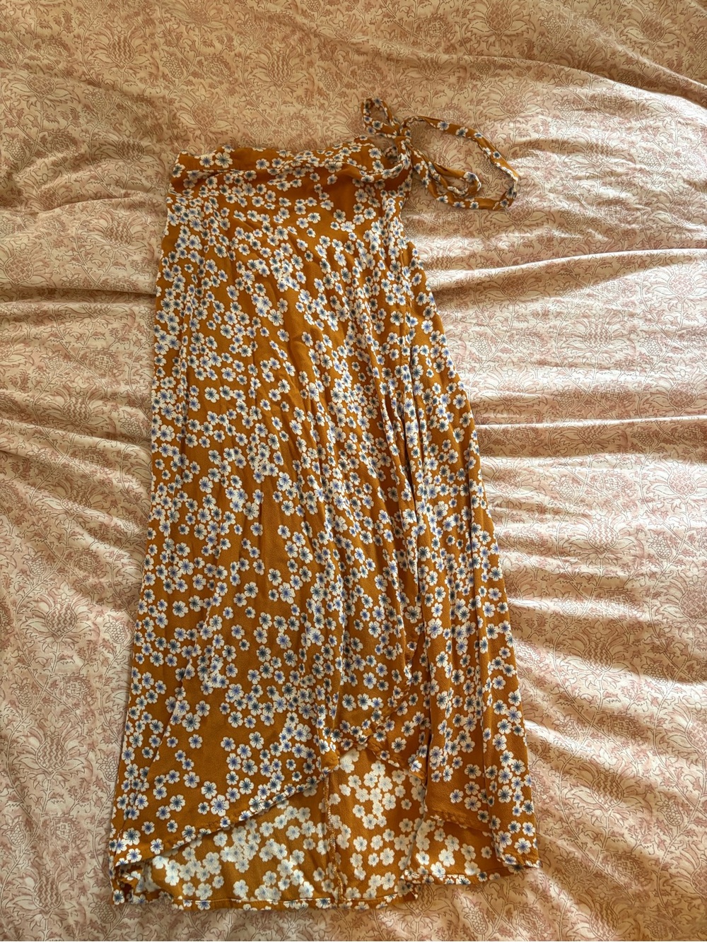 Ava Sky Mustard Floral Wrap Maxi Skirt